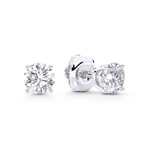 2.00ct Lab Grown Diamond Round Brilliant 4-Prong Stud Earrings in 14k White Gold - Picture 1 of 6
